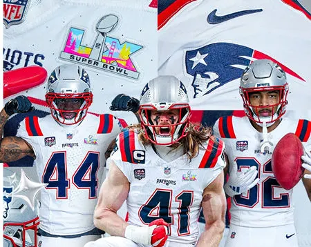 Patriots Super Bowl LX Uniforms Jerseys Patriots Super Bowl LX Uniforms Jerseys