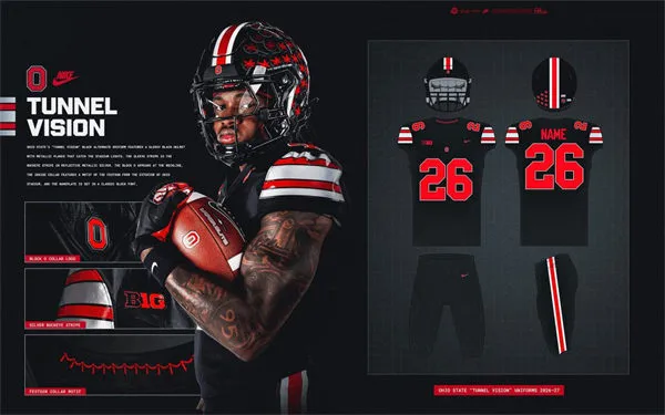 Ohio State Buckeyes 2026 Black Tunnel Vision Football Jersey Ohio State Buckeyes 2026 Black Tunnel Vision Football Jersey