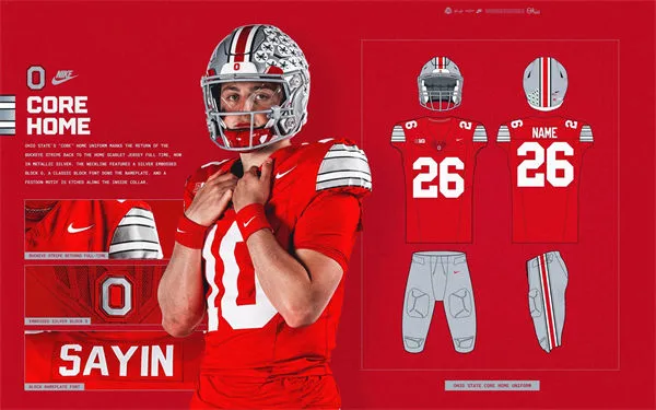 Ohio State Buckeyes 2026 Scarlet Rush Football Jersey Ohio State Buckeyes 2026 Scarlet Rush Football Jersey