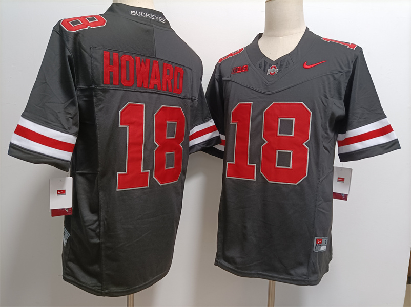 Men's #18 Will Howard Ohio State Buckeyes Stitched Nike Black College Football Replica Jersey S-3XL