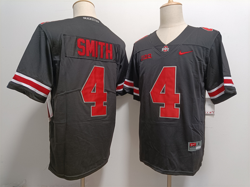 Men's #4 Jeremiah Smith Ohio State Buckeyes Stitched Nike Black College Football Replica Jersey S-3XL