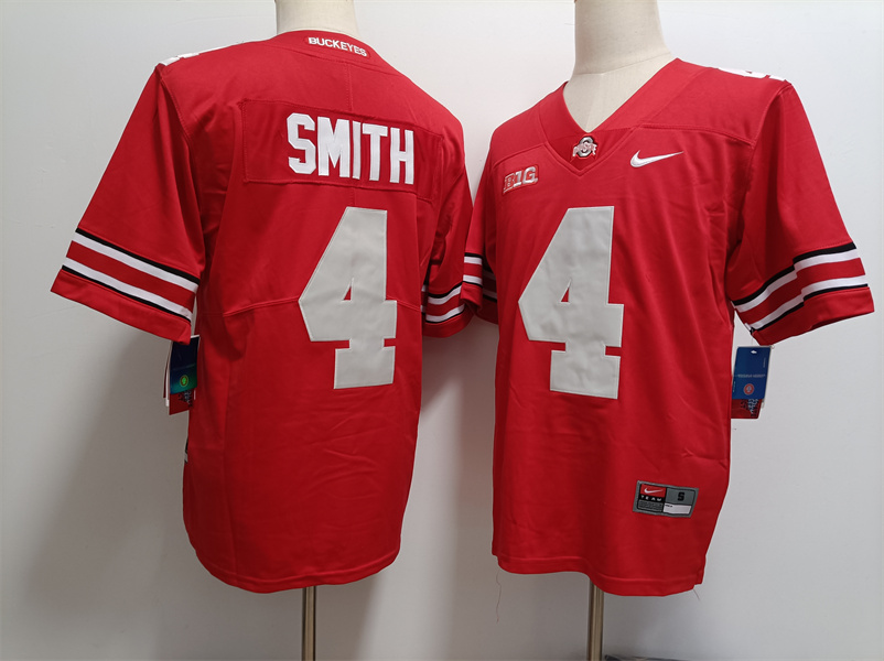 Men's #4 Jeremiah Smith Ohio State Buckeyes Stitched Nike Red College Football Replica Jersey S-3XL