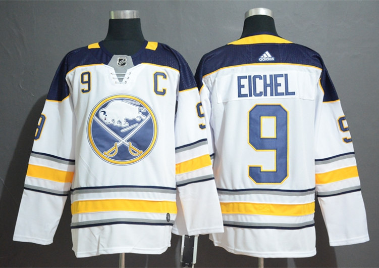 Men's Buffalo Sabres #9 Jack Eichel Adidas Away White Jersey
