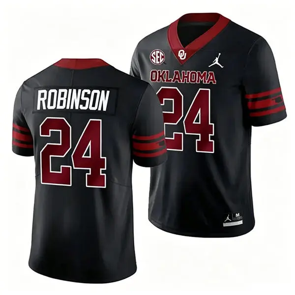 Oklahoma Sooners #24 Xavier Robinson 2026 SEC Anthracite College Football Game Jersey