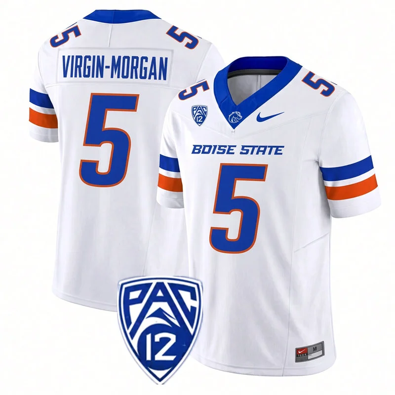 Boise State Broncos #5 Jayden Virgin-Morgan 2026 Pac-12 White College Football Game Jersey