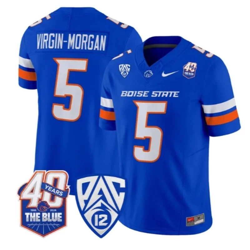 Boise State Broncos #5 Jayden Virgin-Morgan 2026 Pac-12 Royal College Football Game Jersey