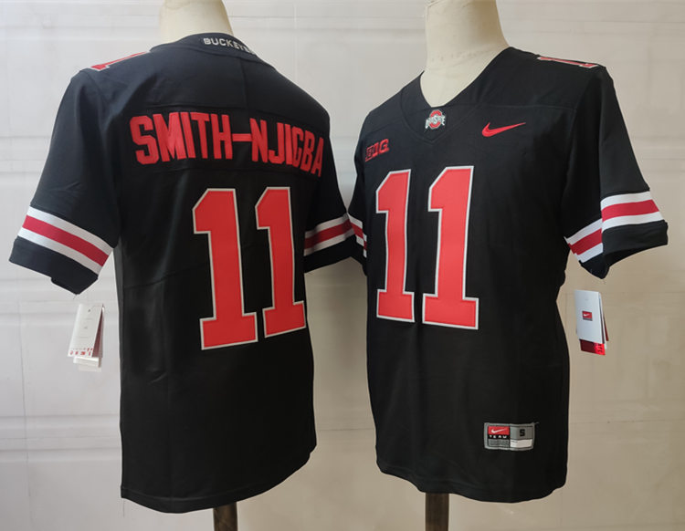 Mens #11 Jaxon Smith-Njigba Ohio State Buckeyes Stitched Nike Blackout College Football Game Jersey S-3XL