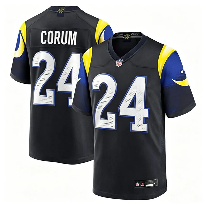 Mens Los Angeles Rams #24 Blake Corum Midnight Blue 2025 Rivalries Collection Limited Jersey