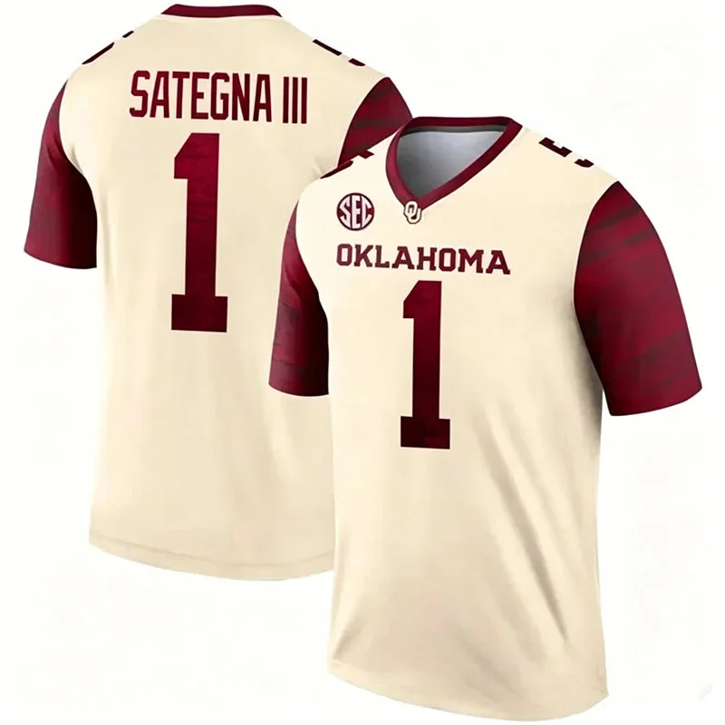 Oklahoma Sooners #1 Isaiah Sategna III 2026 Cream Alternate Football Limited Jersey