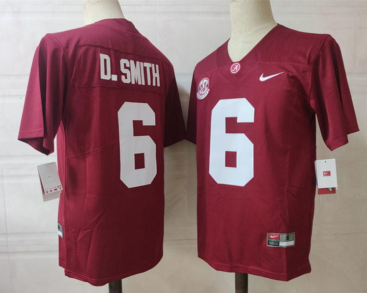 Men's Alabama Crimson Tide #6 DeVonta Smith Red Nike Diamond Quest 2021 Playoff Football Jersey Men's Alabama Crimson Tide #6 DeVonta Smith Red Nike Diamond Quest 2021 Playoff Football Jersey