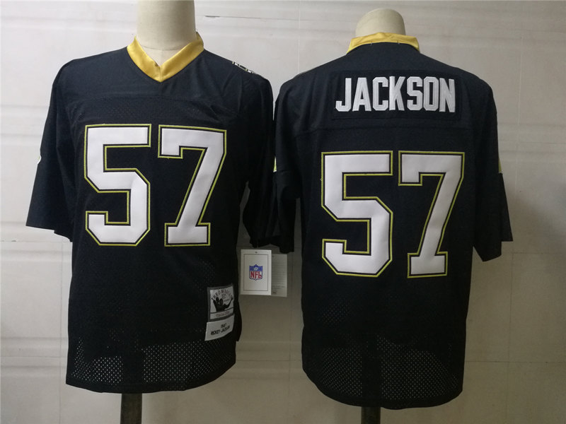 Mens New Orleans Saints #57 Rickey Jackson 1987 Black Throwback Jersey