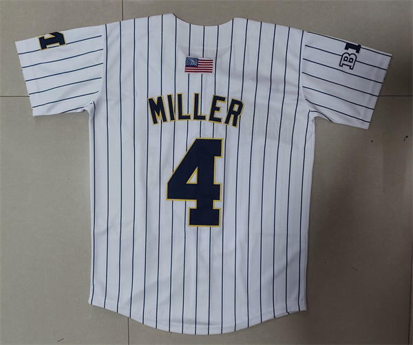 Mens Youth Michigan Wolverines #4 Noah Miller 2024 White White Pinstripe Limited Baseball Jersey Mens Youth Michigan Wolverines #4 Noah Miller 2024 White White Pinstripe Limited Baseball Jersey