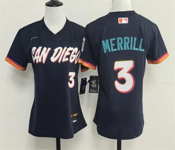 Women's San Diego Padres #3 Jackson Merrill Nike 2026 Obsidian City Connect Limited Jersey