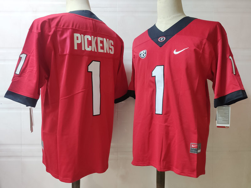 Mens Georgia Bulldogs #1 George Pickens Nike Red Home Game Football jersey Mens Georgia Bulldogs #1 George Pickens Nike Red Home Game Football jersey