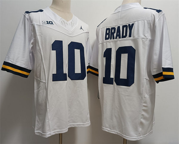 Men's Michigan Wolverines #10 Tom Brady Nike 2023 F.U.S.E. Elite White College Football Game Jersey Men's Michigan Wolverines #10 Tom Brady Nike 2023 F.U.S.E. Elite White College Football Game Jersey