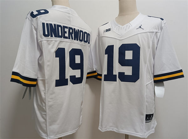Mens Michigan Wolverines #19 Bryce Underwood F.U.S.E. College Football Game Jersey White Mens Michigan Wolverines #19 Bryce Underwood F.U.S.E. College Football Game Jersey White