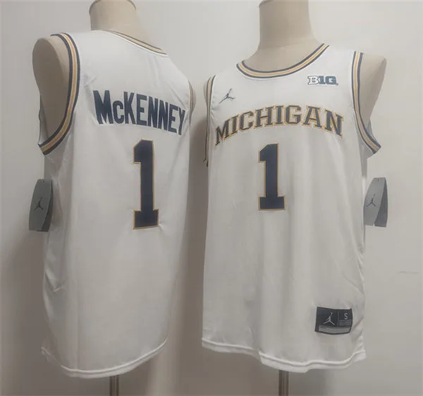 Michigan Wolverines #1 Trey McKenney White College Basketball Game Jersey