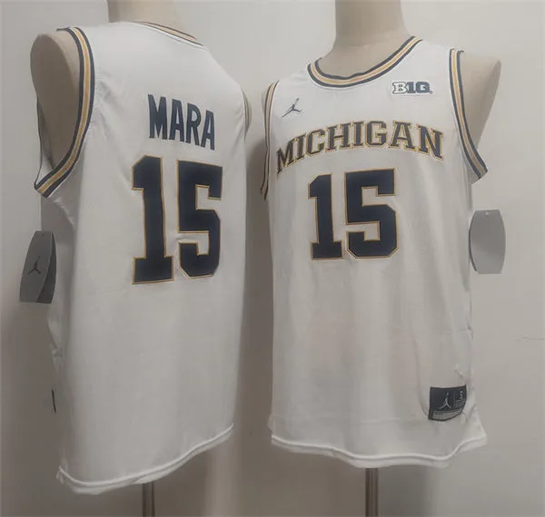 Michigan Wolverines #15 Aday Mara White College Basketball Game Jersey