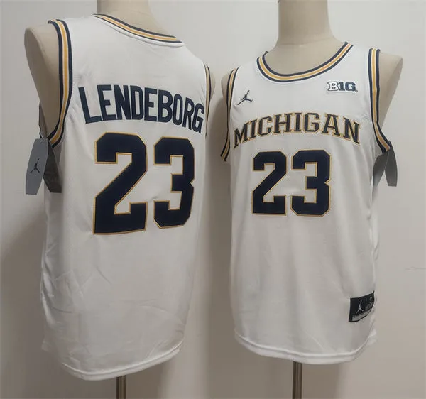 Michigan Wolverines #23 Yaxel Lendeborg White College Basketball Game Jersey