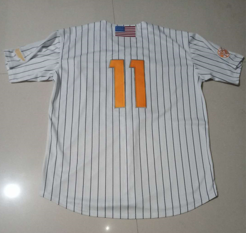 Tennessee Volunteers #11 Billy Amick White Pinstripe T Logo Baseball Game Jersey Tennessee Volunteers #11 Billy Amick White Pinstripe T Logo Baseball Game Jersey