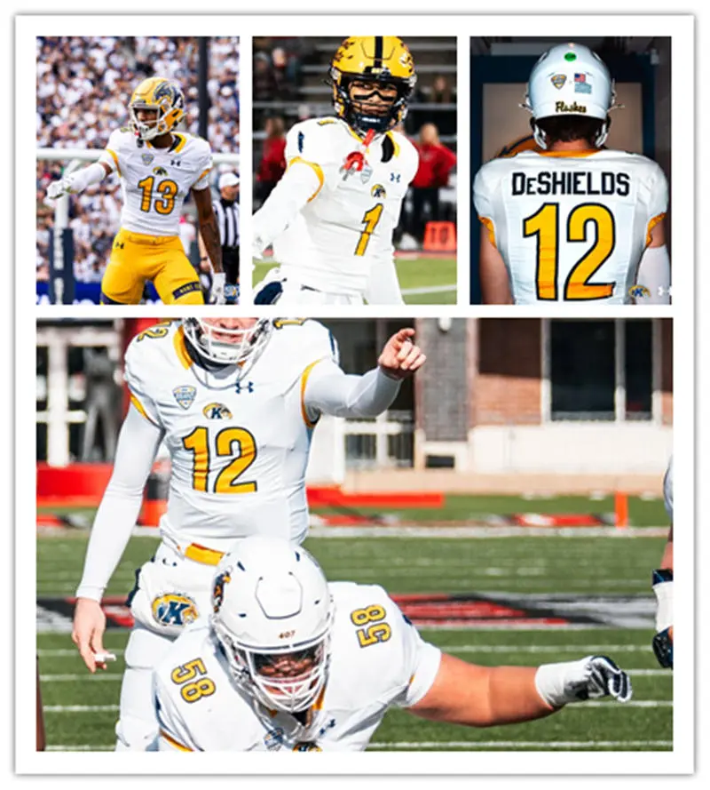 Kent State Golden Flashes Custom Under Armour White Gold College football Game Jersey