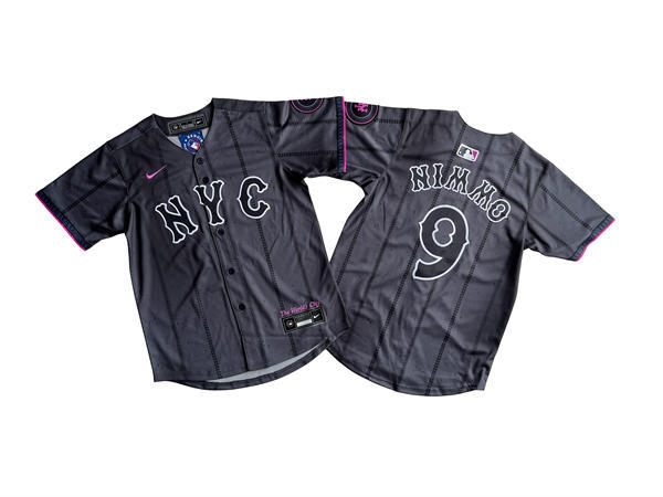 Youth New York Mets #9 Brandon Nimmo Nike Graphite 2024 City Connect Limited Jersey
