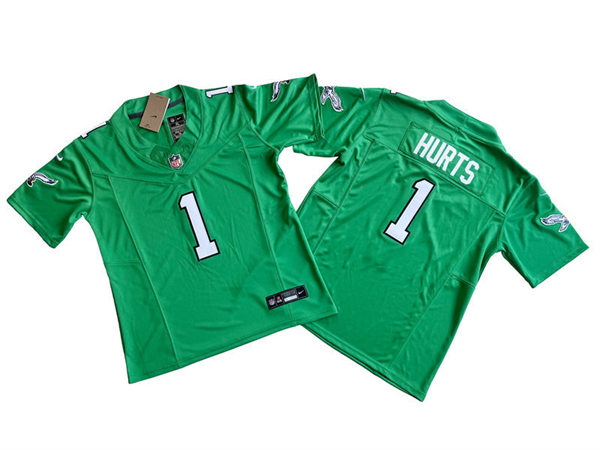 Youth Philadelphia Eagles #1 Jalen Hurts 2023 Nike Kelly Green Retro Jersey