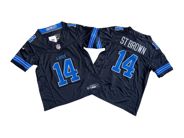 Youth Detroit Lions #14 Amon-Ra St. Brown Nike 2024 Black 2nd Alternate Limited Jersey