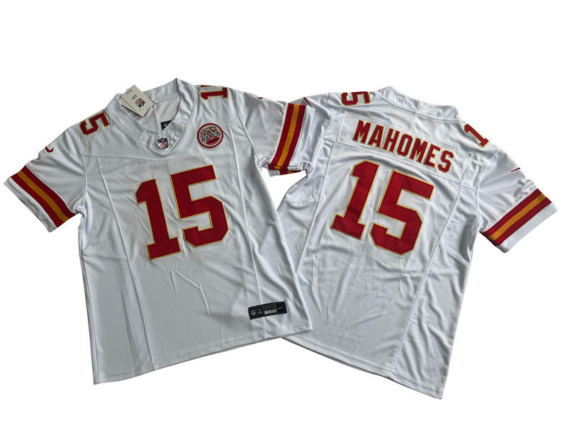 Men's Kansas City Chiefs #15 Patrick Mahomes White Nike 2023 Vapor F.U.S.E. Limited Jersey