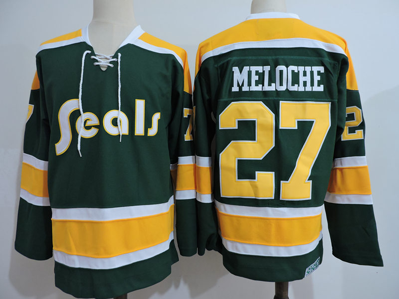 Men's California Golden Seals #27 GILLES MELOCHE 1972 CCM Vintage Throwback NHL Jersey