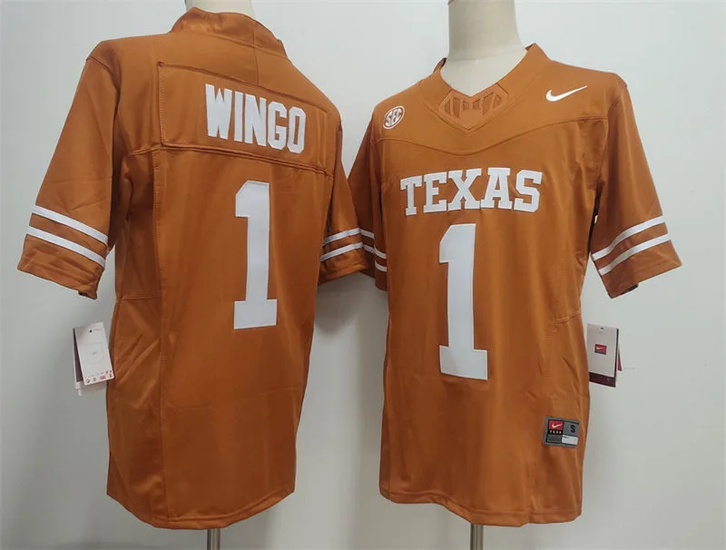 Mens Texas Longhorns #1 Ryan Wingo 2025 SEC Orange College Football Game Jersey