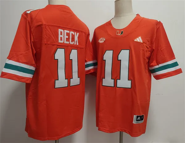 Mens Miami Hurricanes #11 Carson Beck 2025 Orange Football Game Jersey Mens Miami Hurricanes #11 Carson Beck 2025 Orange Football Game Jersey