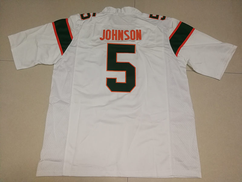 Men's Miami Hurricanes #5 Andre Johnson Adidas White NCAA College Football Game Jersey Men's Miami Hurricanes #5 Andre Johnson Adidas White NCAA College Football Game Jersey