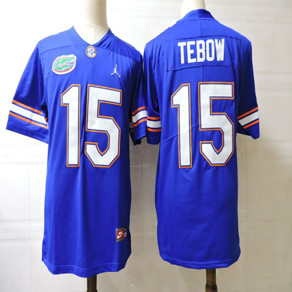 Men's Florida Gators #15 Tim Tebow Jordan Blue Football Jersey Men's Florida Gators #15 Tim Tebow Jordan Blue Football Jersey