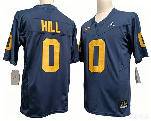 Michigan Wolverines #0 Jyaire Hill Navy College Football Game Jersey