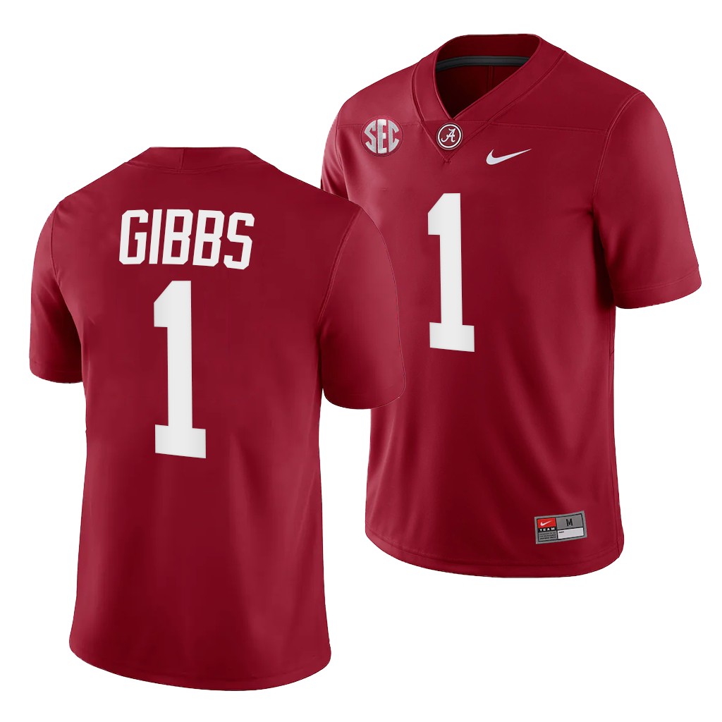 Men's Alabama Crimson Tide #1 Jahmyr Gibbs Nike Crimson College Football Game Jersey Men's Alabama Crimson Tide #1 Jahmyr Gibbs Nike Crimson College Football Game Jersey