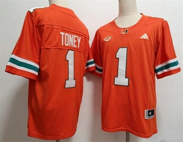 Mens Miami Hurricanes #1 Malachi Toney 2026 Orange Football Game Jersey