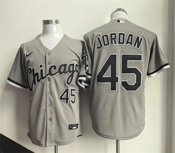 Men's Chicago White Sox Retired Player #45 Michael Jordan Nike Gray Road Limited Jersey
