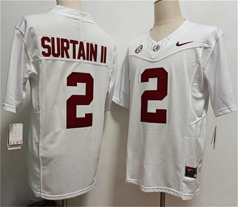 Men's Alabama Crimson Tide #2 Patrick Surtain II White College Football Game Jersey