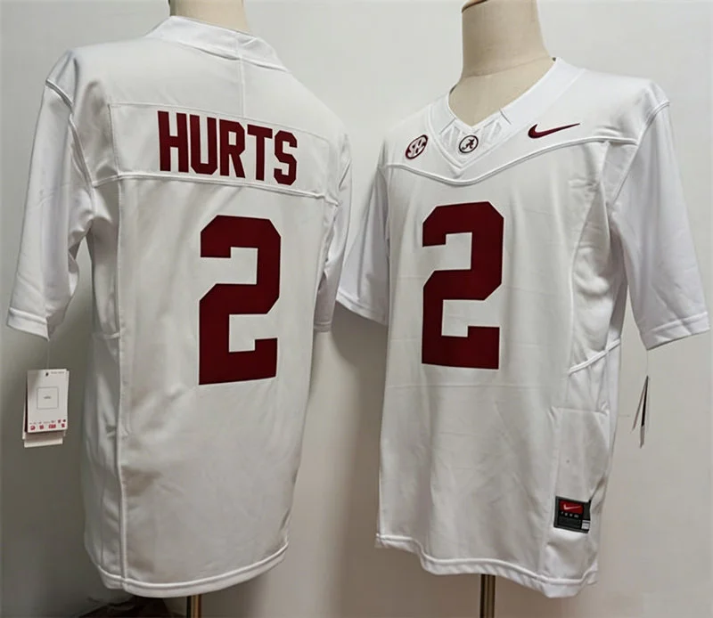 Men's Alabama Crimson Tide #2 Jalen Hurts Nike White Football Jersey