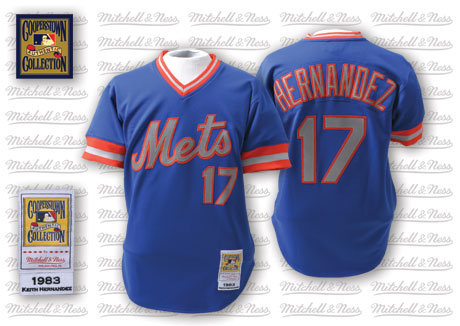 Men's New York Mets #17 Keith Hernandez 1983 Blue Pullov Throwback Jersey