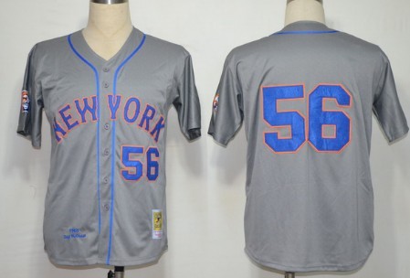 Mens New York Mets #56 Tug McGraw 1965 Gray Wool Mitchell&Ness Jersey