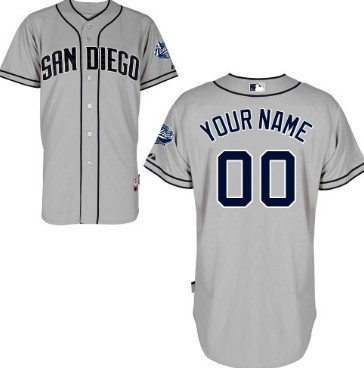 Mens San Diego Padres Customized Majestic Gray Cooperstown Throwback Jersey
