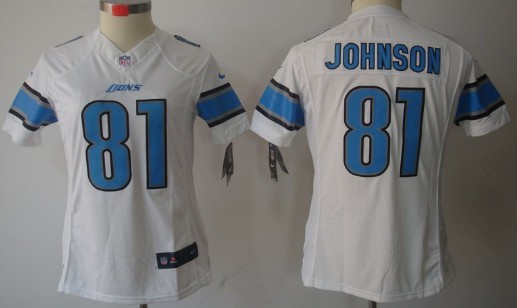 Nike Detroit Lions #81 Calvin Johnson Previous White Limited Womens NFL Jersey