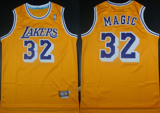 Men's Los Angeles Lakers #32 Magic Johnson 