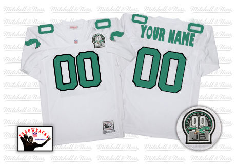 Philadelphia Eagles Customized White 1990's Throwback With 99th Patch Jerseys
