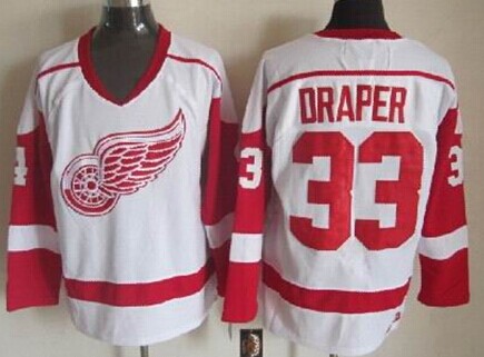 Men's Detroit Red Wings #33 Kris Draper White Throwback CCM Jersey