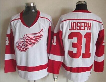 Men's Detroit Red Wings #31 Curtis Joseph White Throwback CCM Jersey