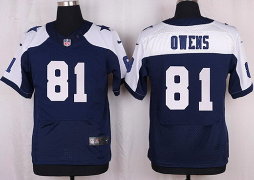Men's Dallas Cowboys Retired Player #81 Terrell Owens Navy Blue Thanksgiving NFL Nike Elite Jersey