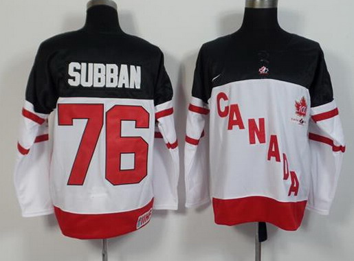 1914-2014 Men's Team Canada #76 P.K. Subban White 100TH Anniversary Jersey